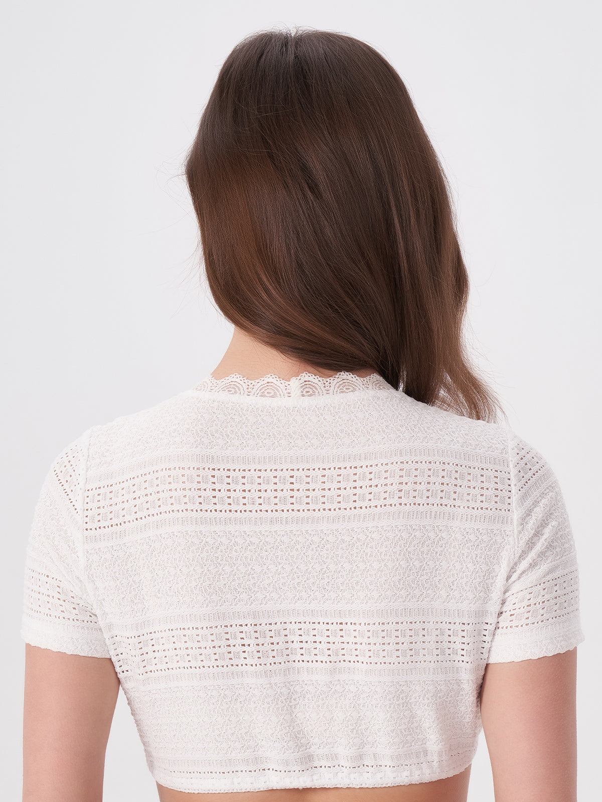 Dirndl blouse in white short sleeves made of perforated lace Ruchti 