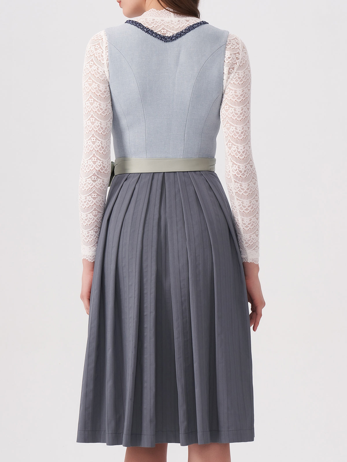 Blue Structured Pattern Dirndl Mandl 