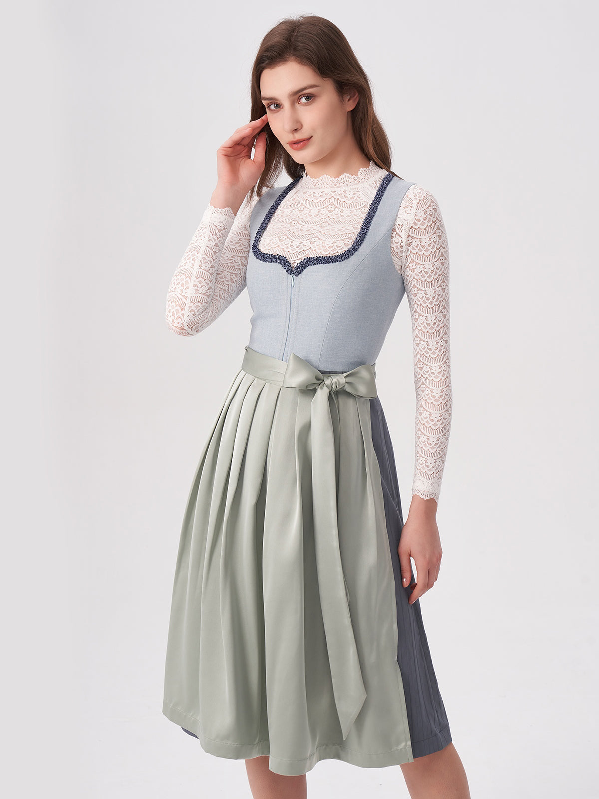 Blue Structured Pattern Dirndl Mandl 