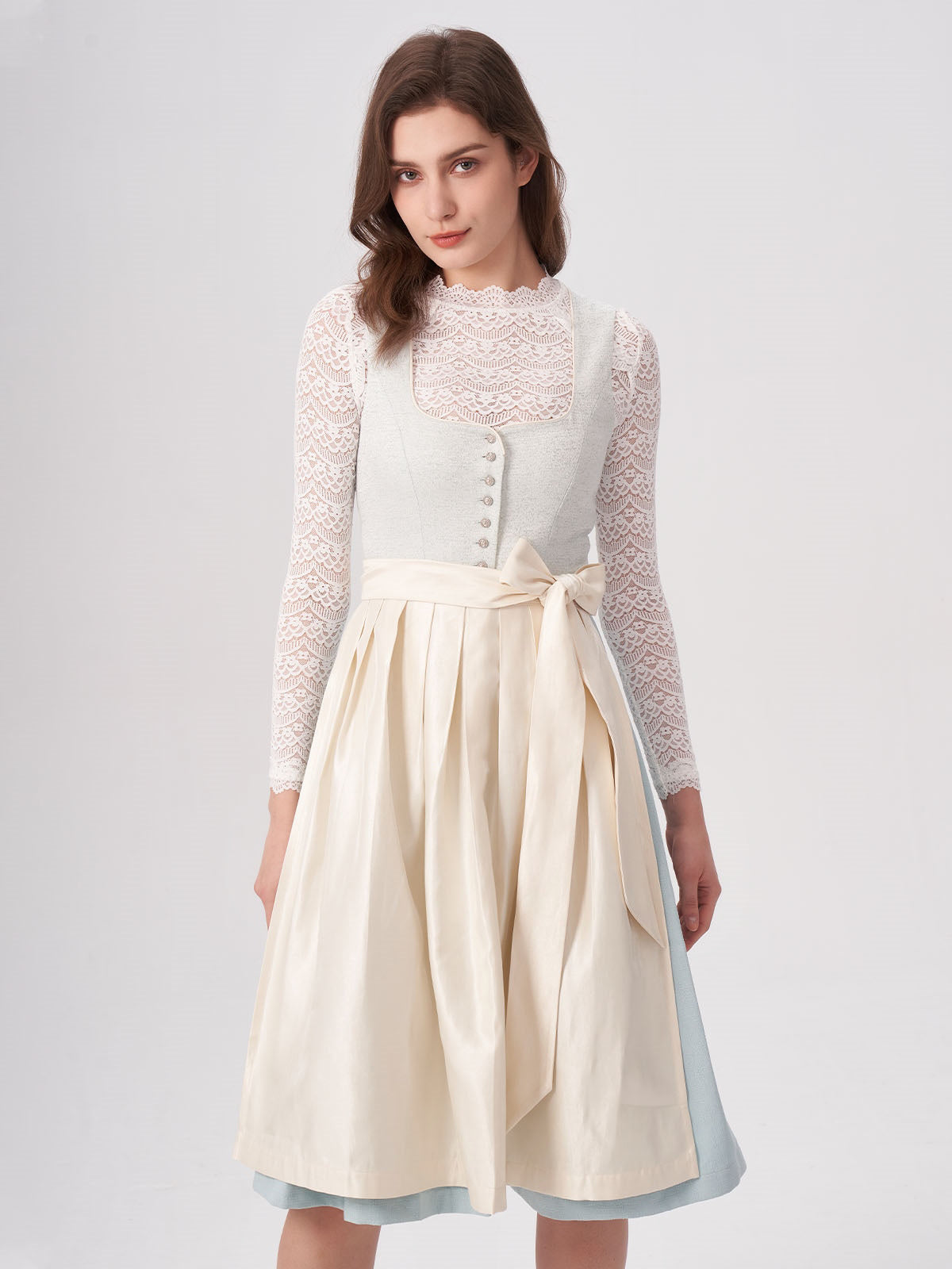 Blue Structured Pattern Dirndl Lainer 