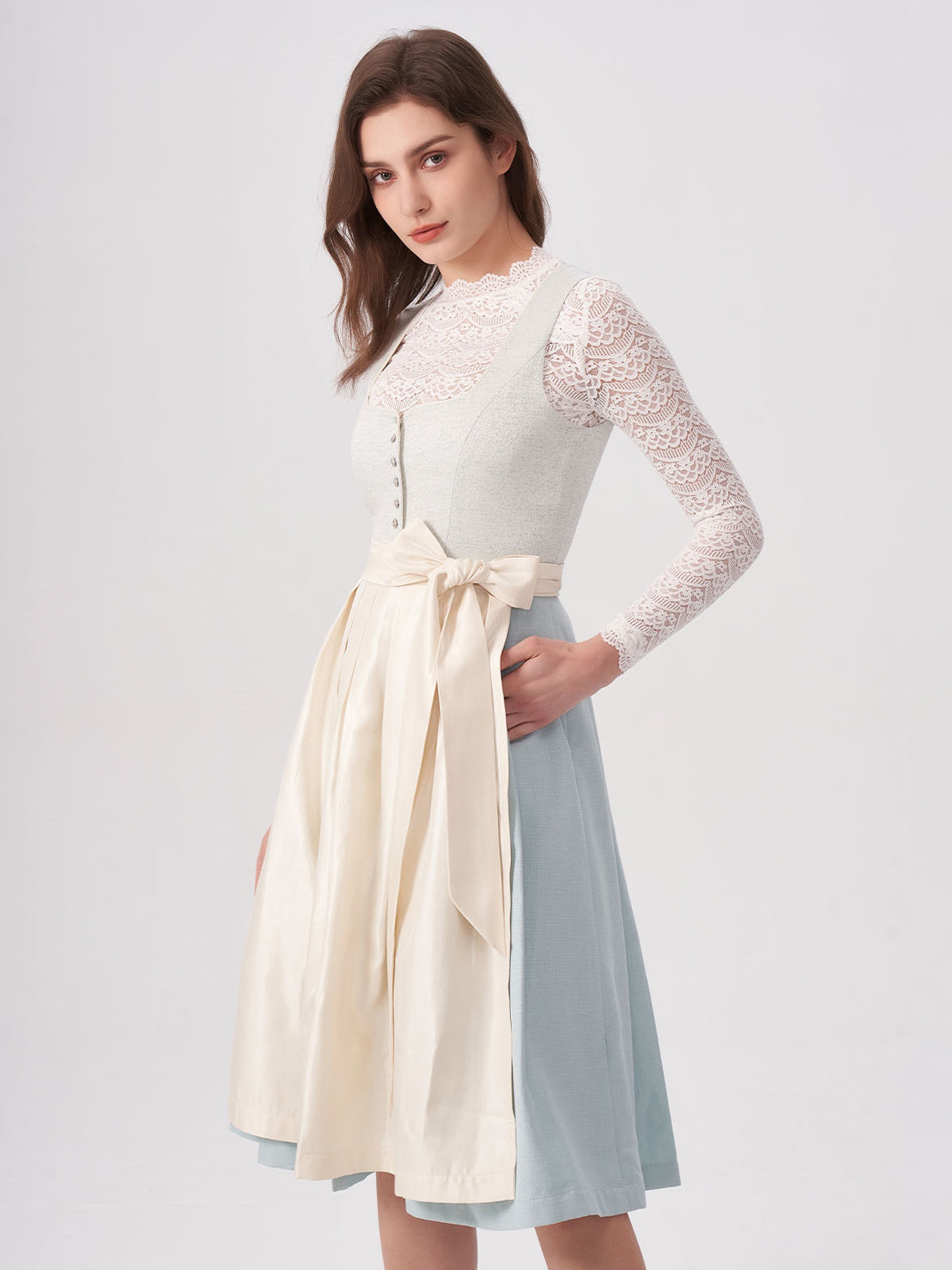 Blue Structured Pattern Dirndl Lainer 