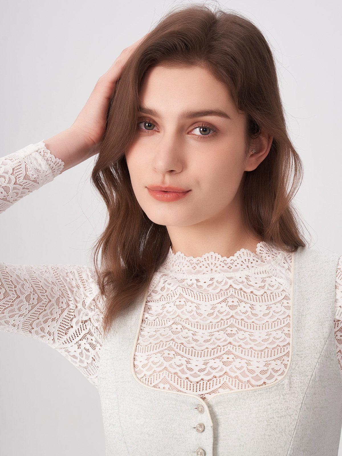 Blue Structured Pattern Dirndl Lainer 