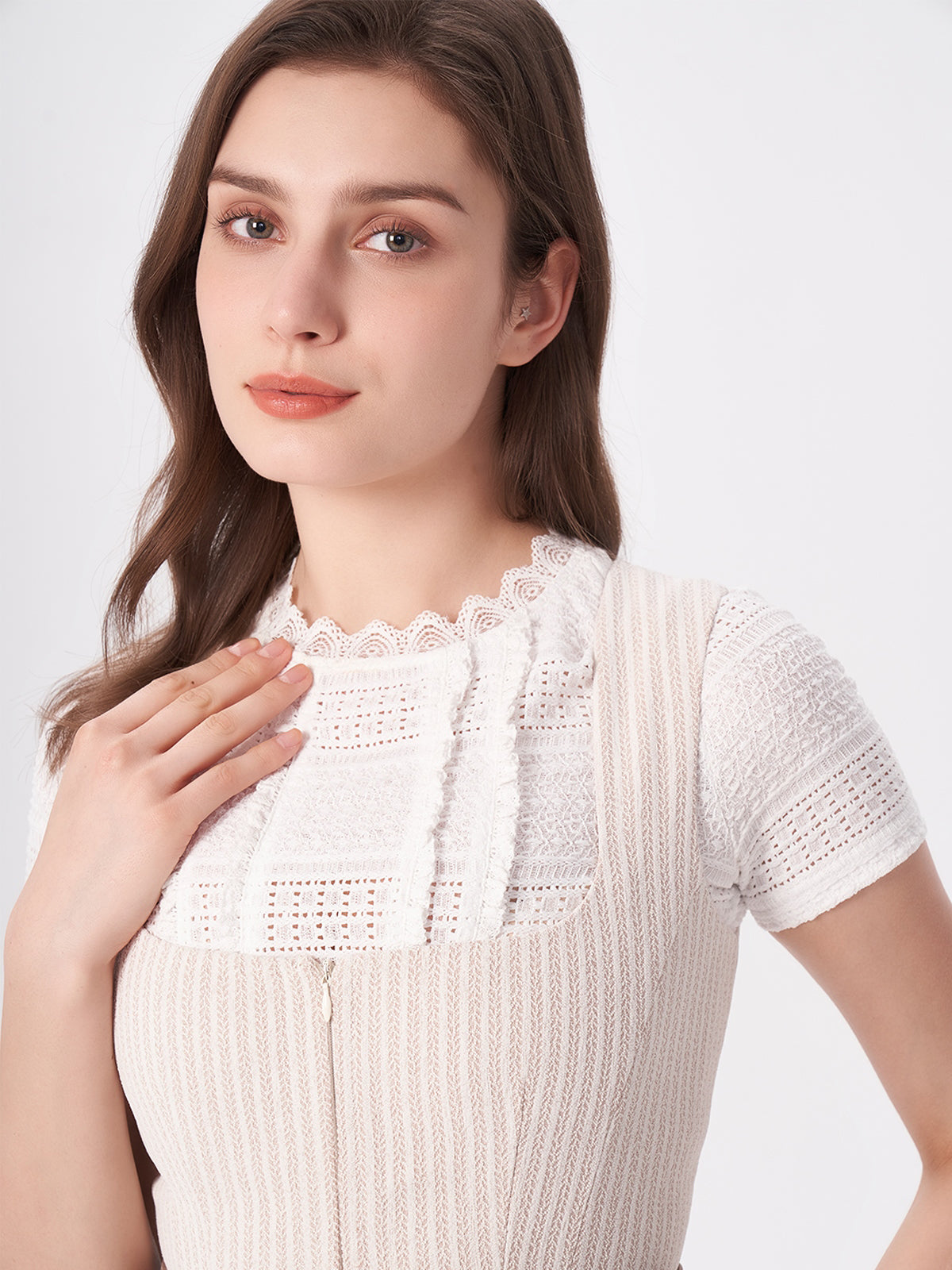 Beige structured pattern Dirndl Helena 