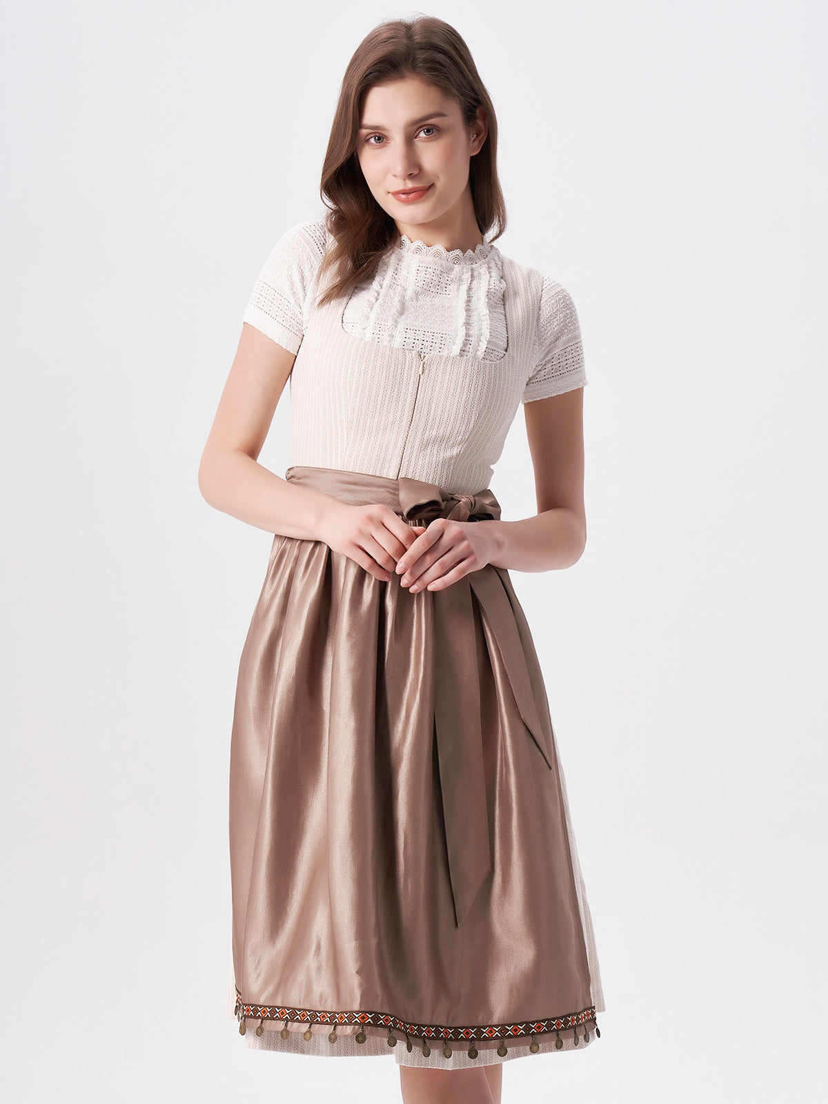 Beige structured pattern Dirndl Helena 