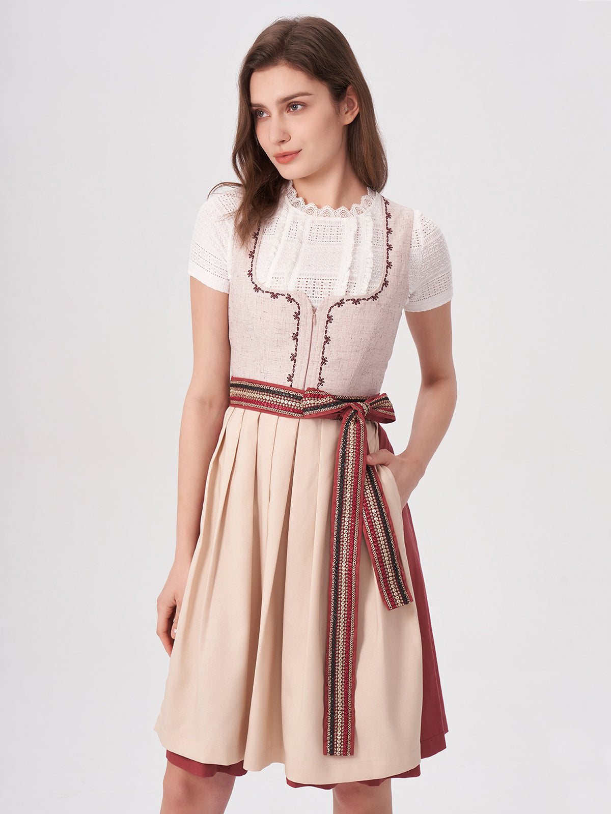 Pink Structured Pattern Dirndl Thoma 