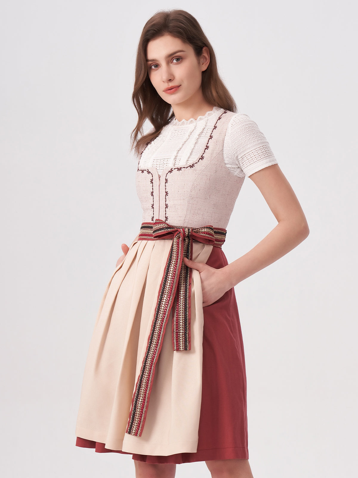 Pink Structured Pattern Dirndl Thoma 