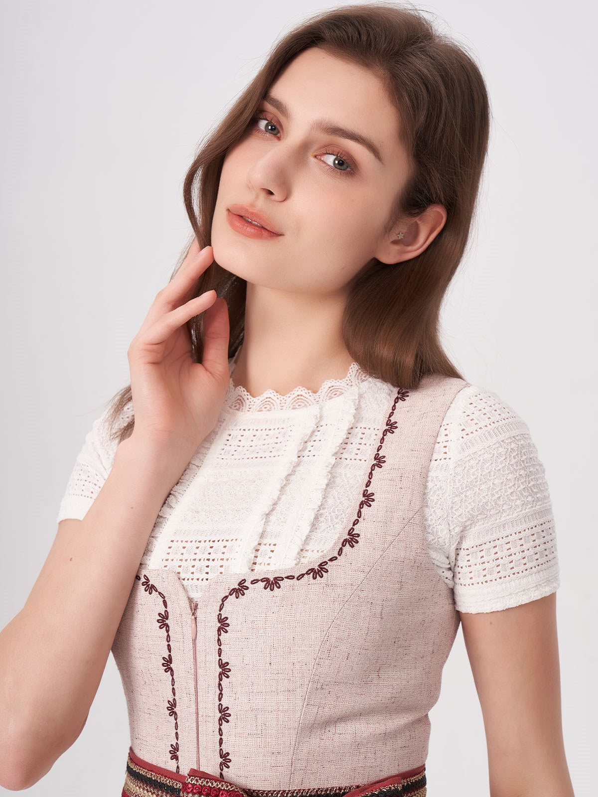 Pink Structured Pattern Dirndl Thoma 