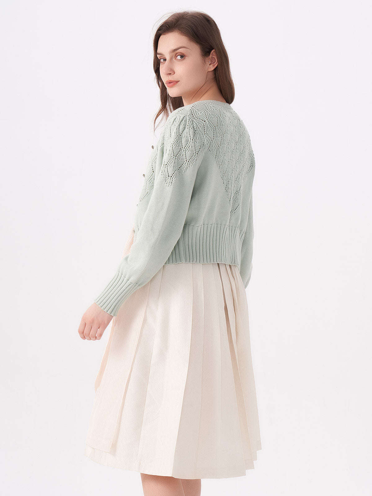Green Knit Eyelet Lace Jackets 