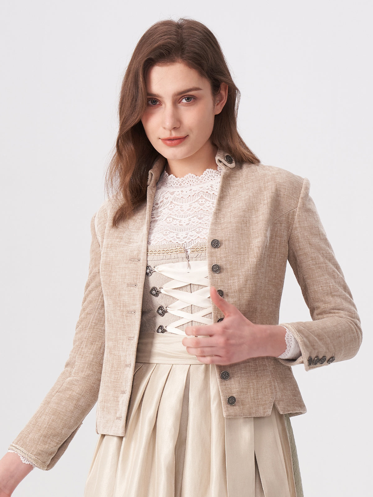 Beige lapel collar jackets Barbara 