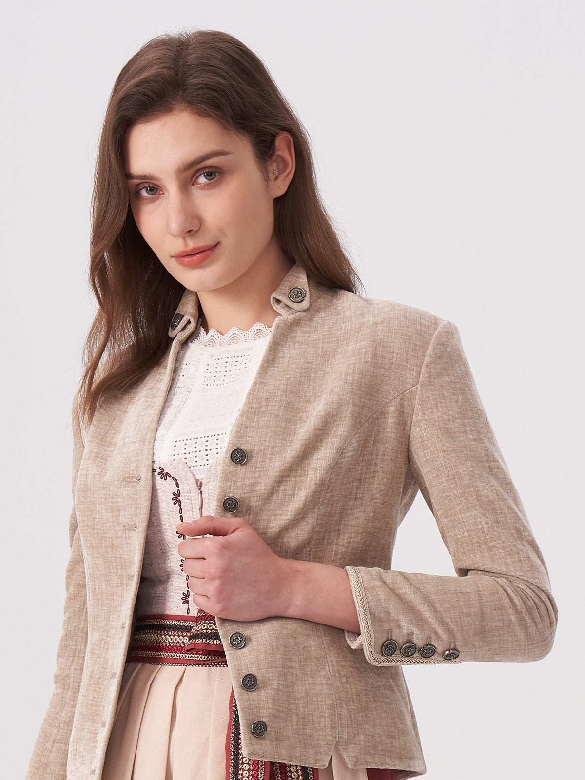 Beige lapel collar jackets Barbara 