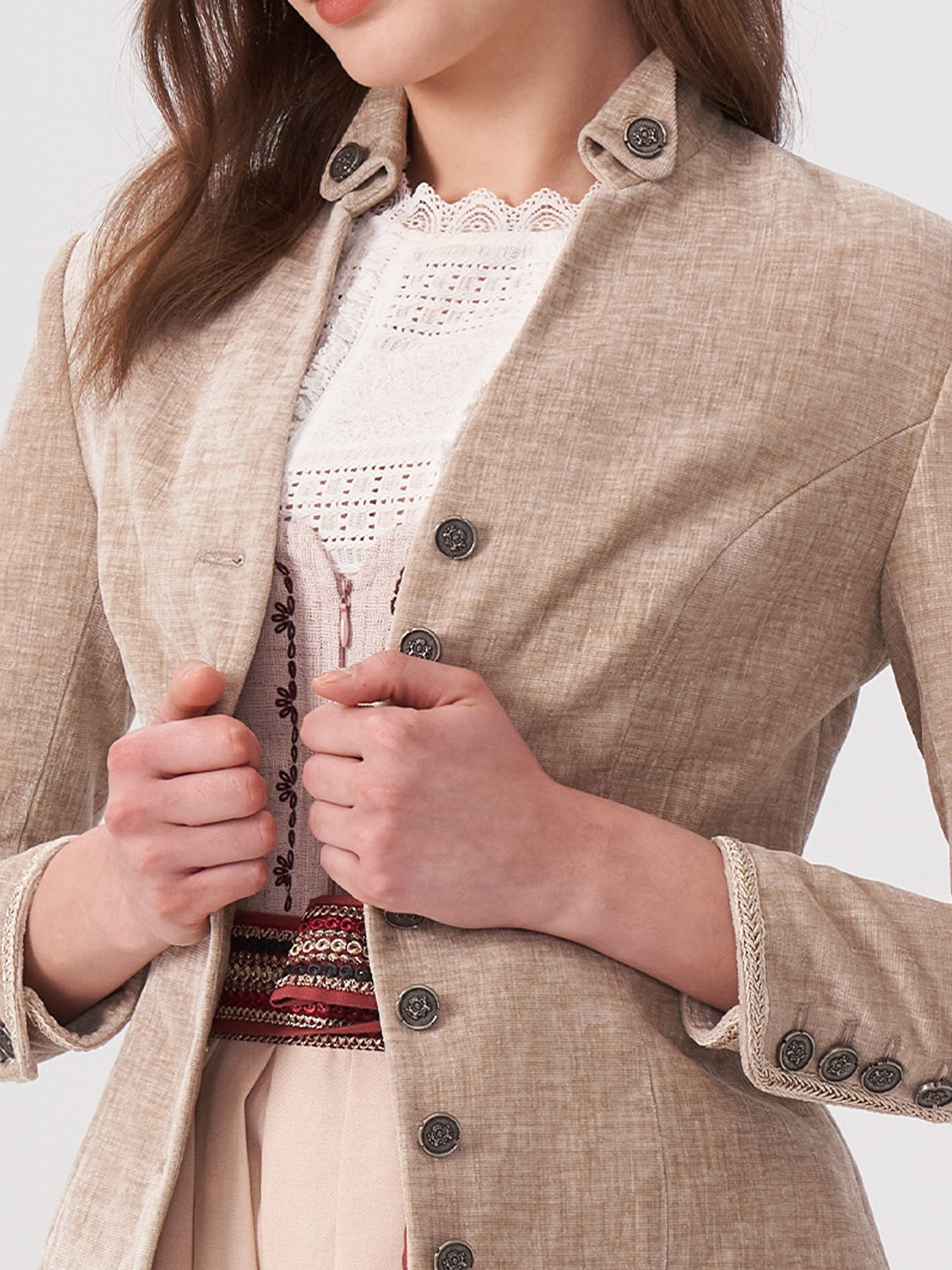 Beige lapel collar jackets Barbara 