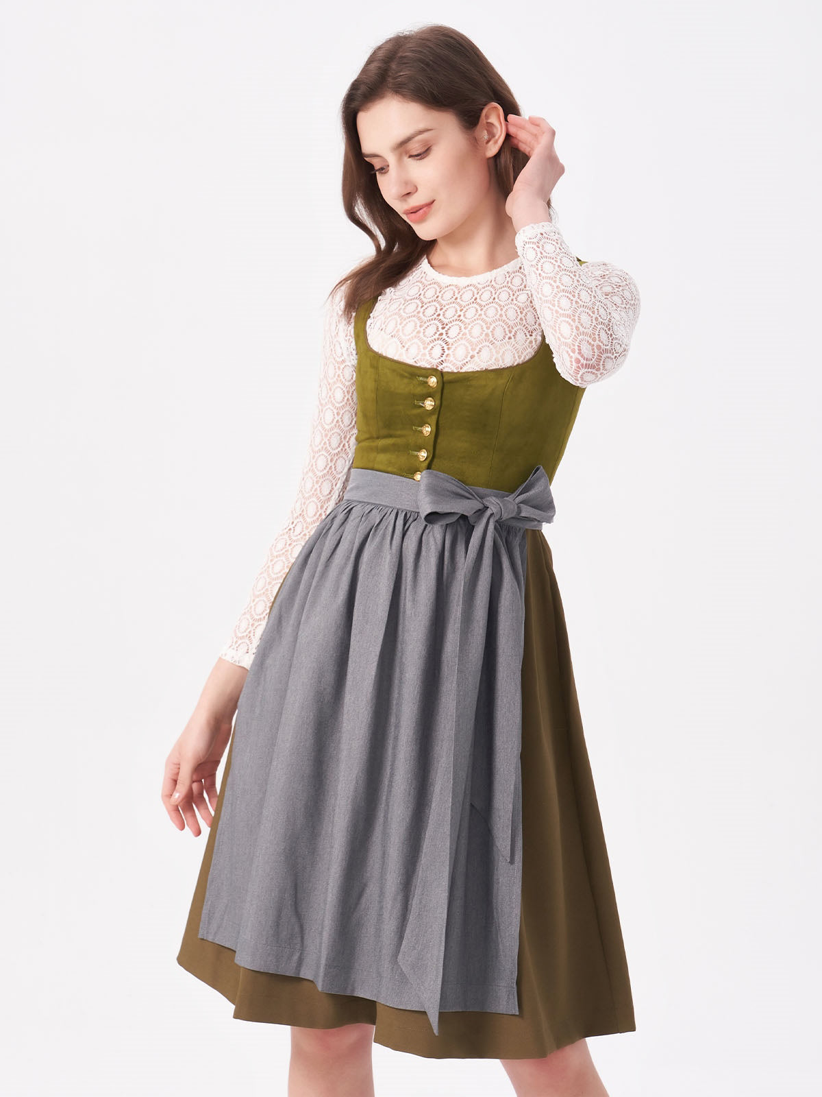 Grün Dirndl Mit Wildleder-Mieder Moki