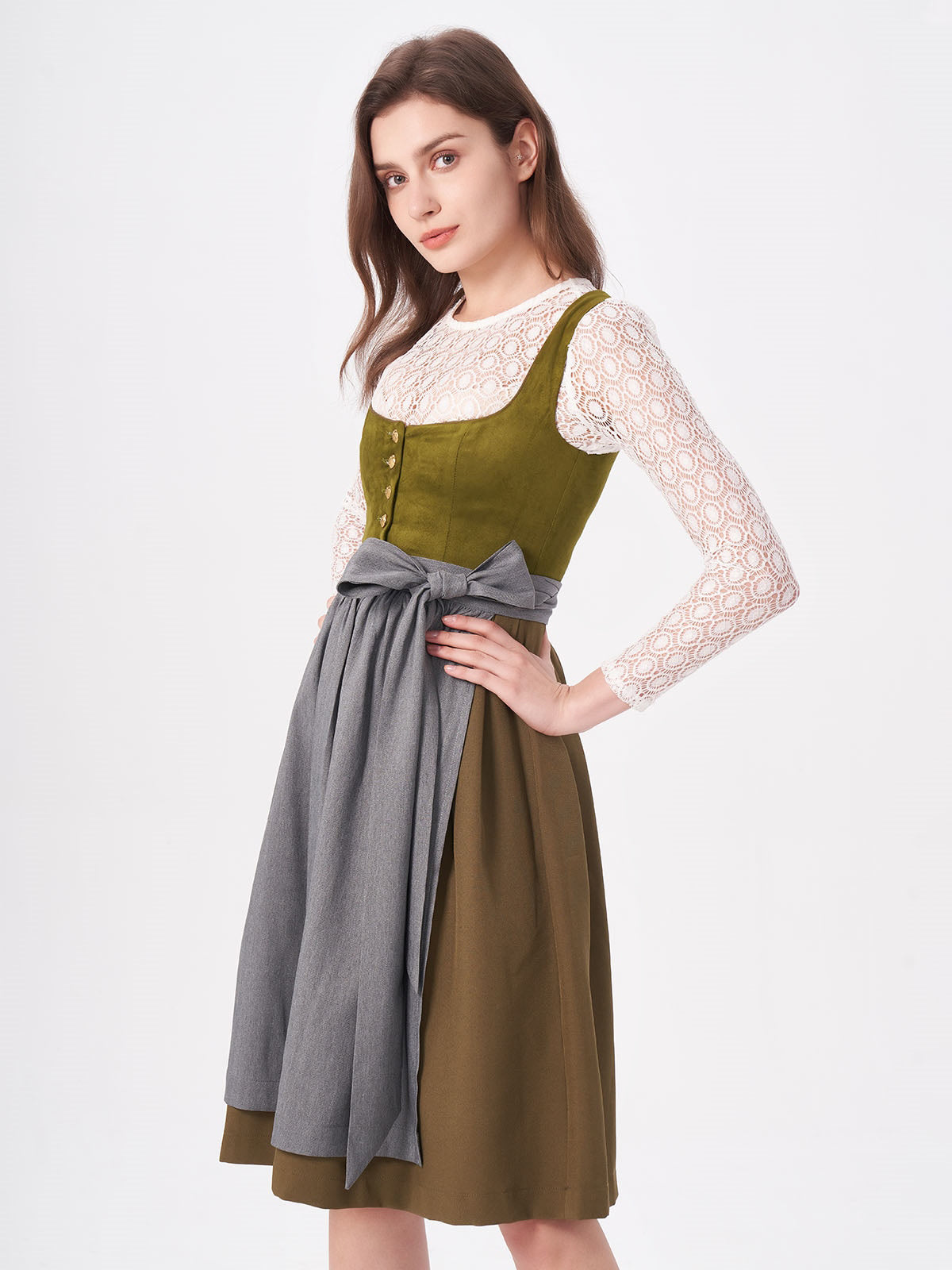 Grün Dirndl Mit Wildleder-Mieder Moki