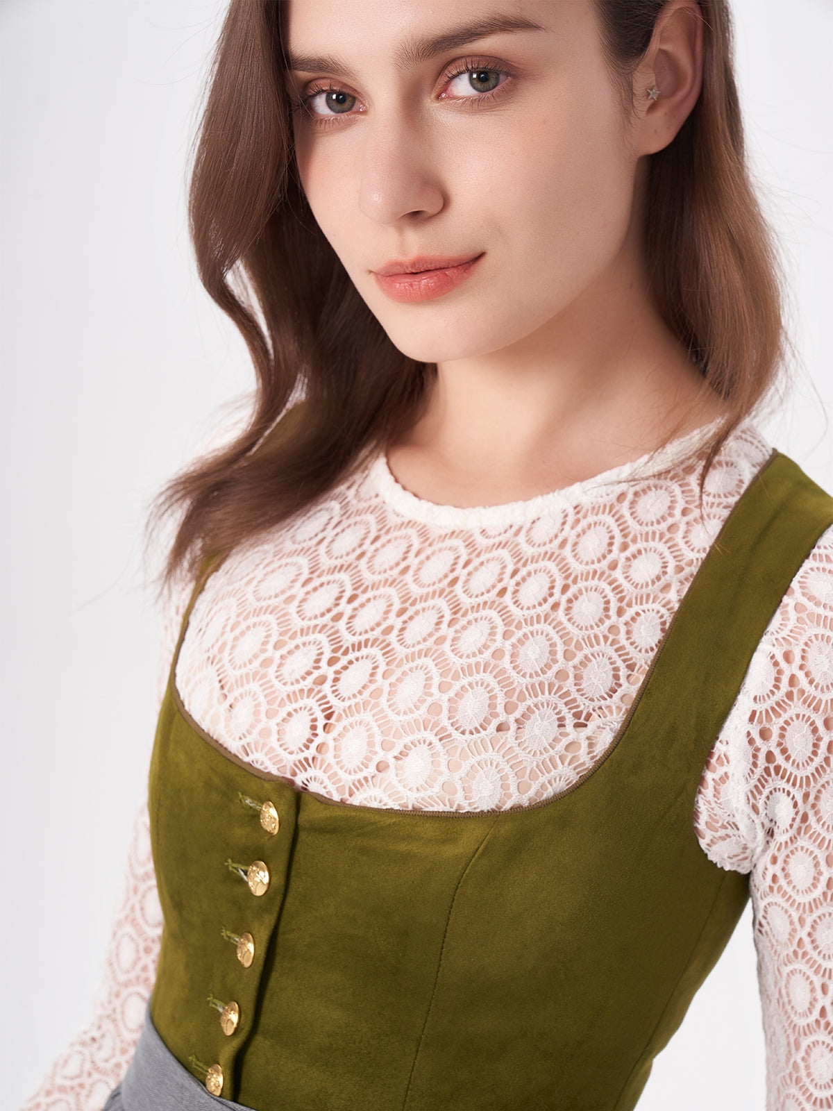 Grün Dirndl Mit Wildleder-Mieder Moki