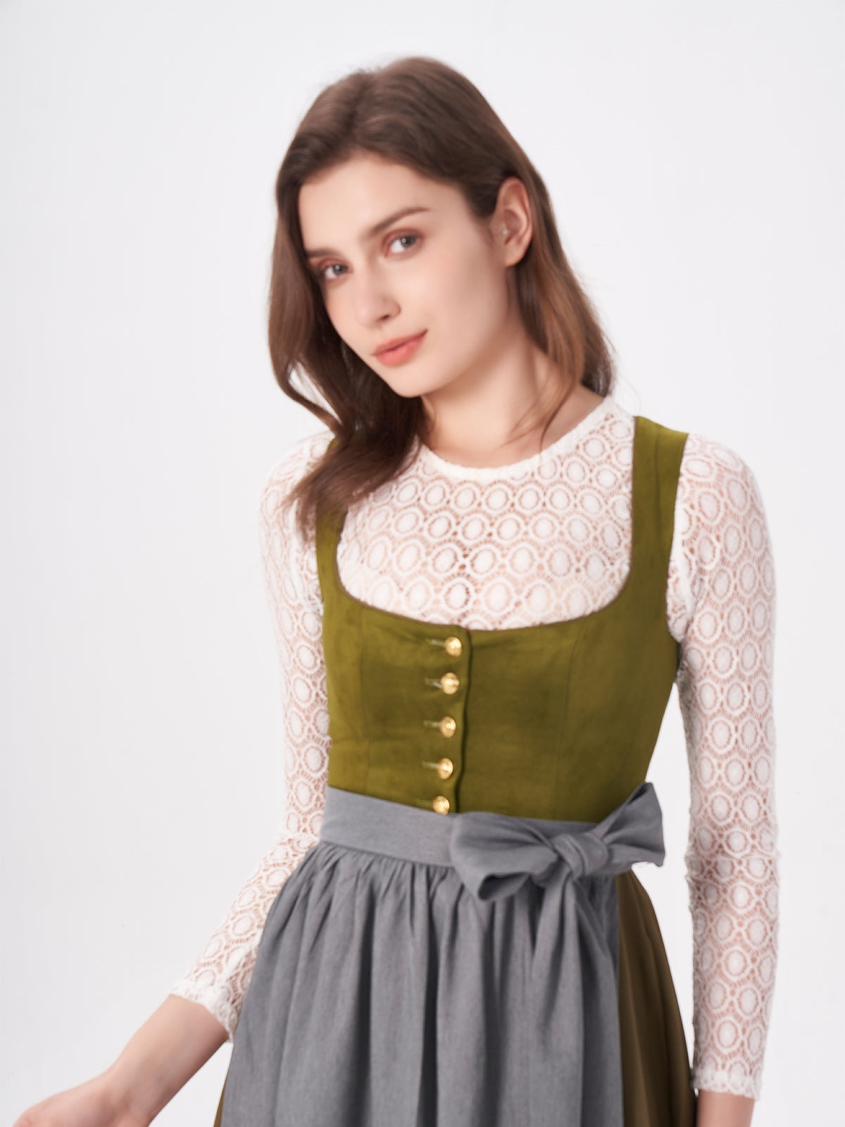 Grün Dirndl Mit Wildleder-Mieder Moki