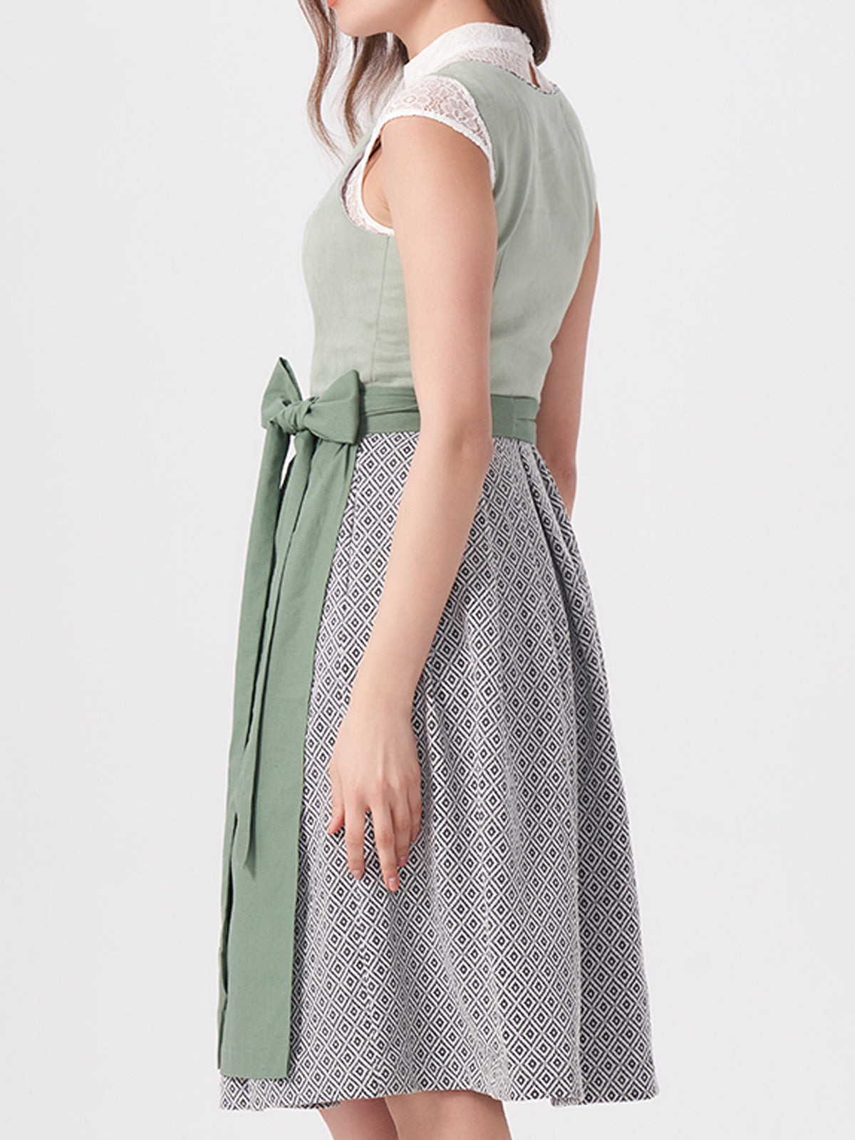 Grün Strukturiertes Muster Dirndl Qunie