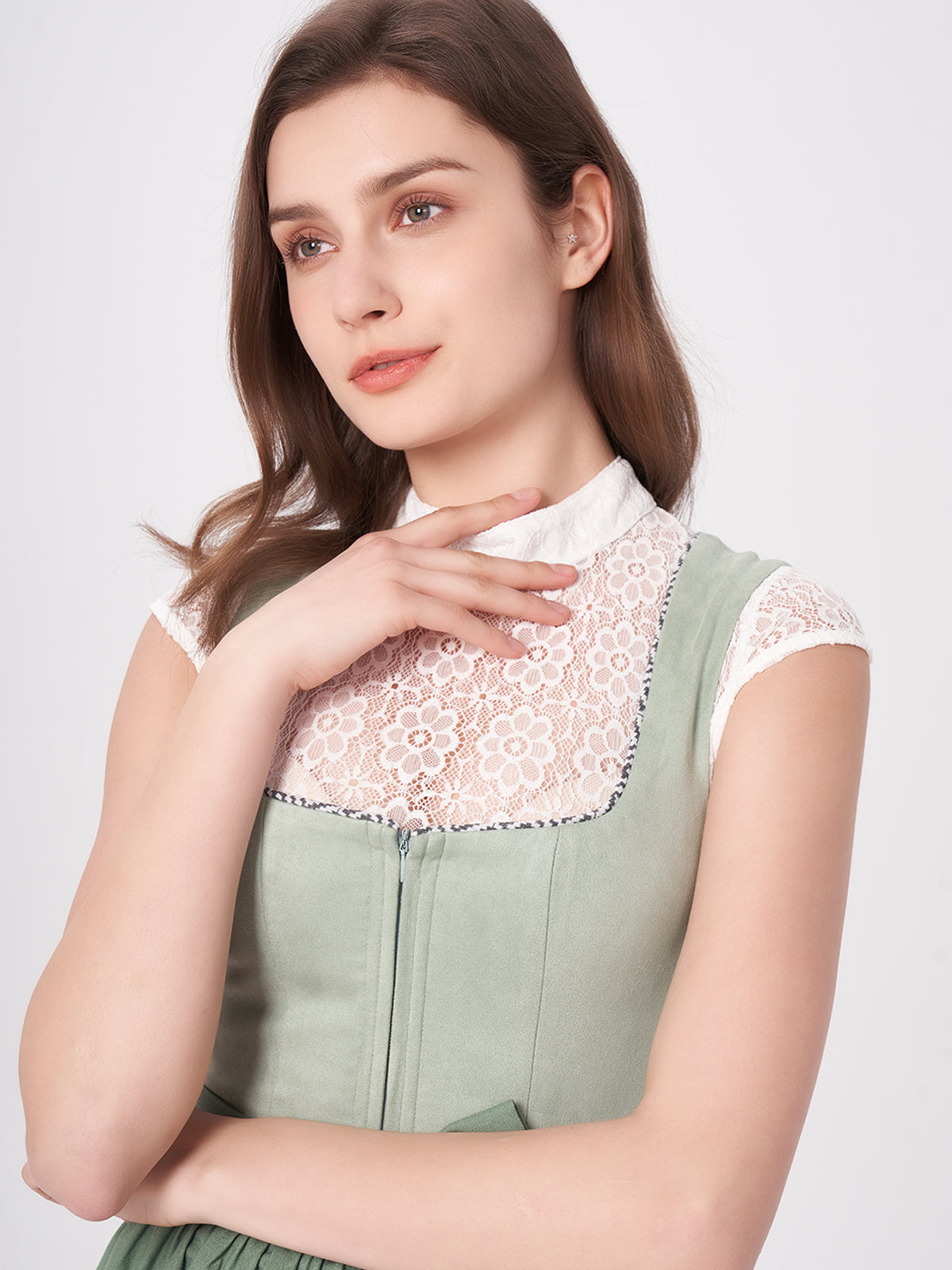 Grün Strukturiertes Muster Dirndl Qunie