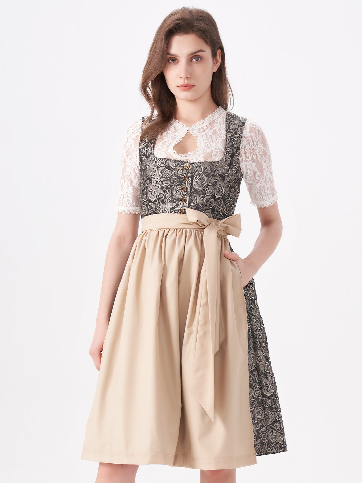Yellow Floral Pattern Dirndl Nadine 