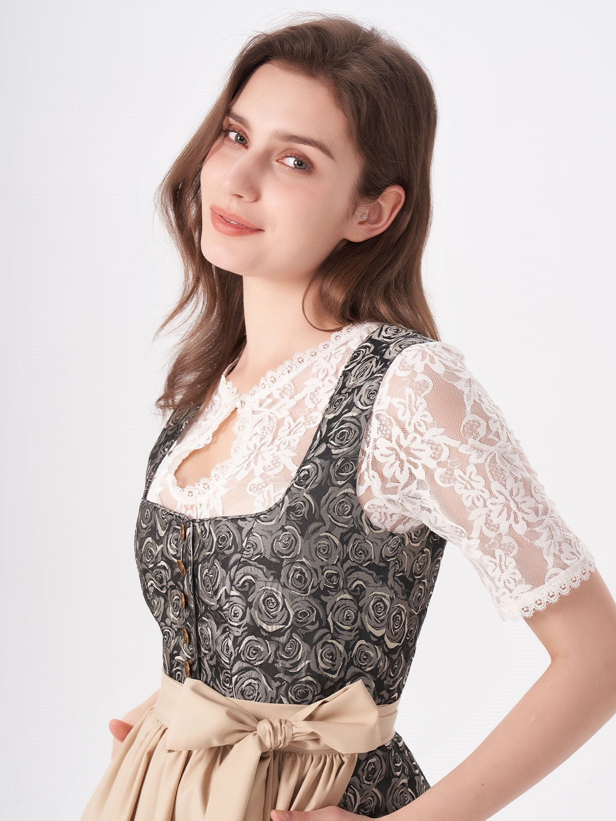 Yellow Floral Pattern Dirndl Nadine 