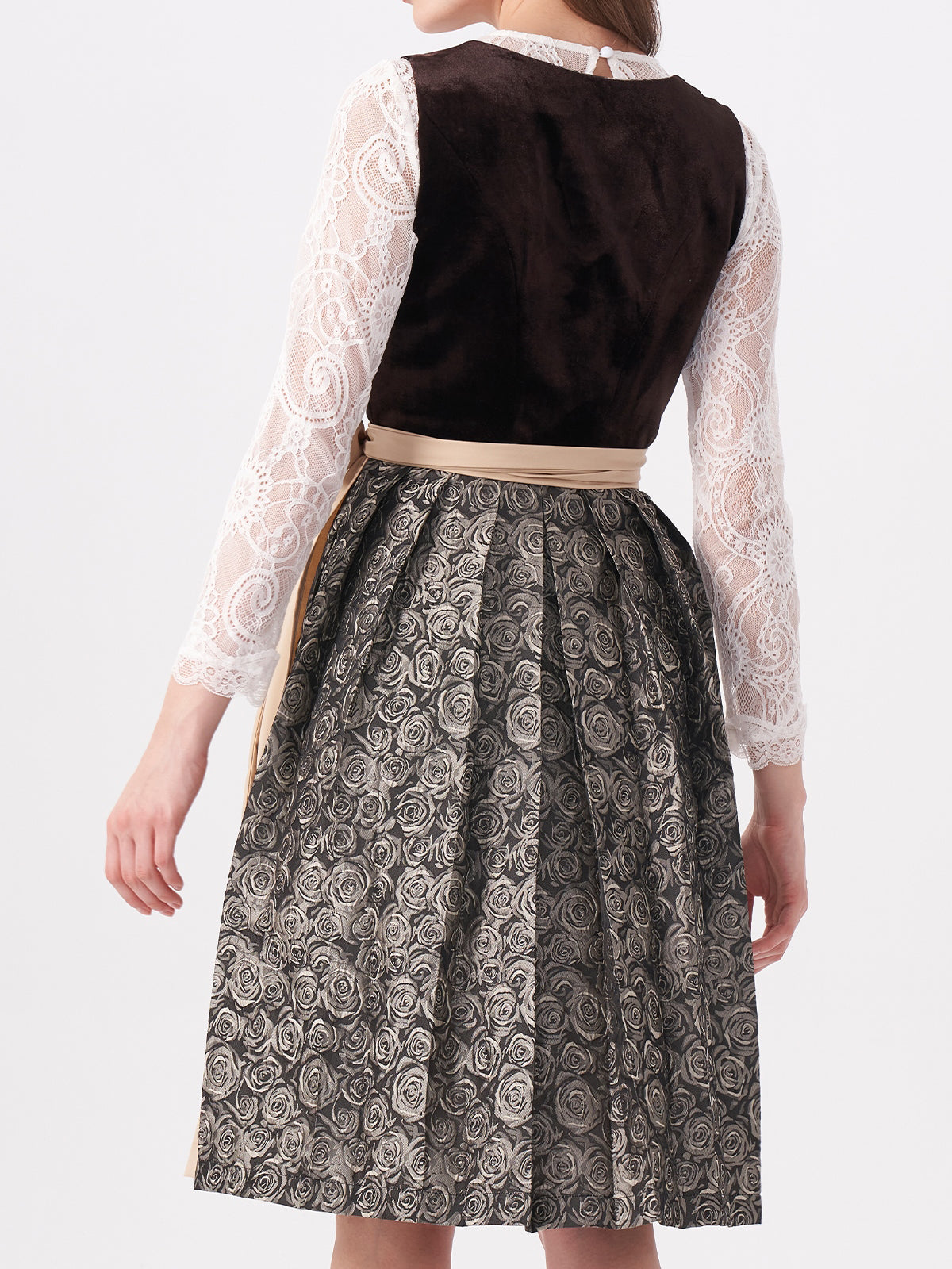Brown Floral Pattern Velvet Dirndl Nicole 