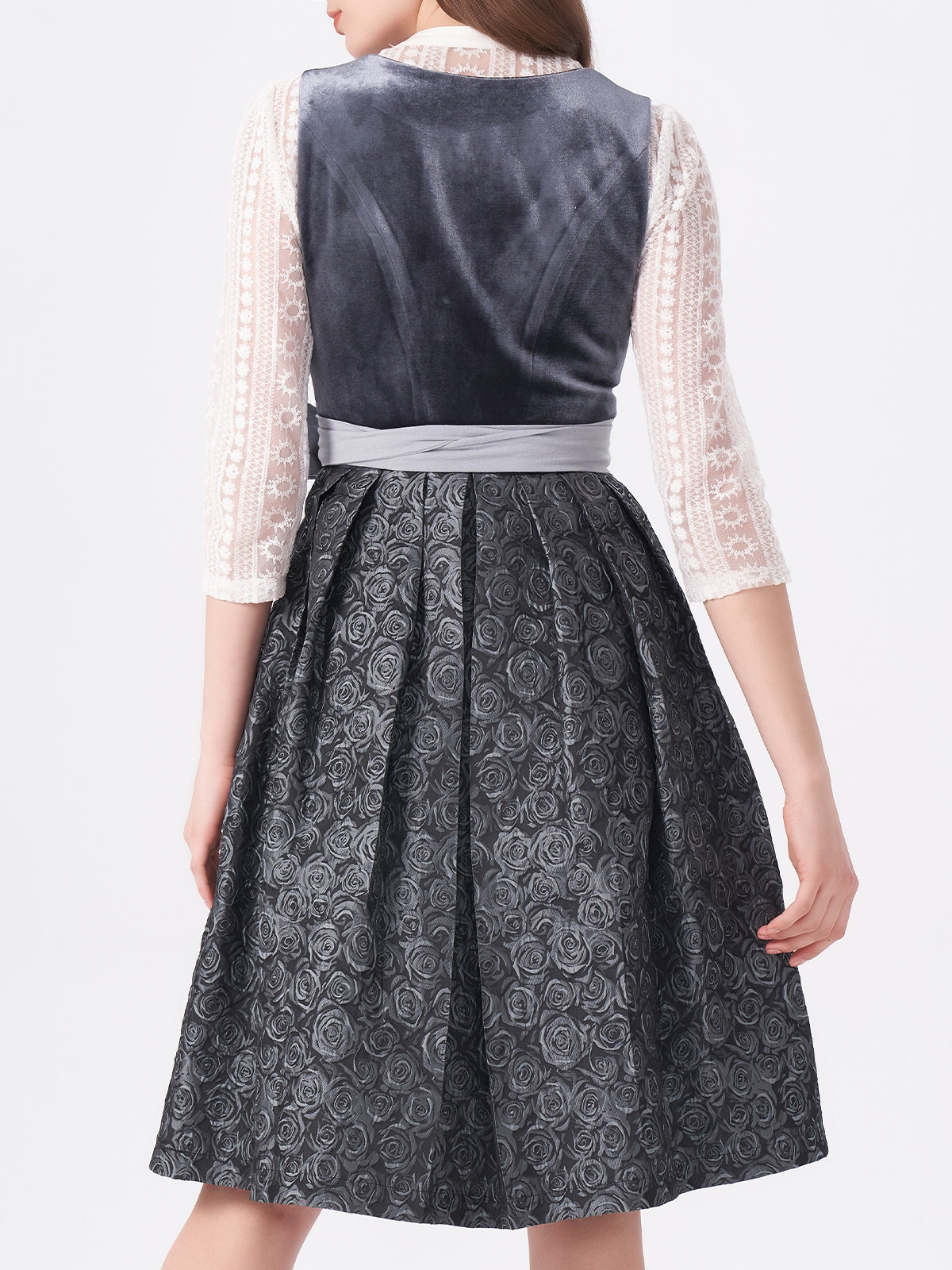 Blue Floral Pattern Velvet Dirndl Nicole 