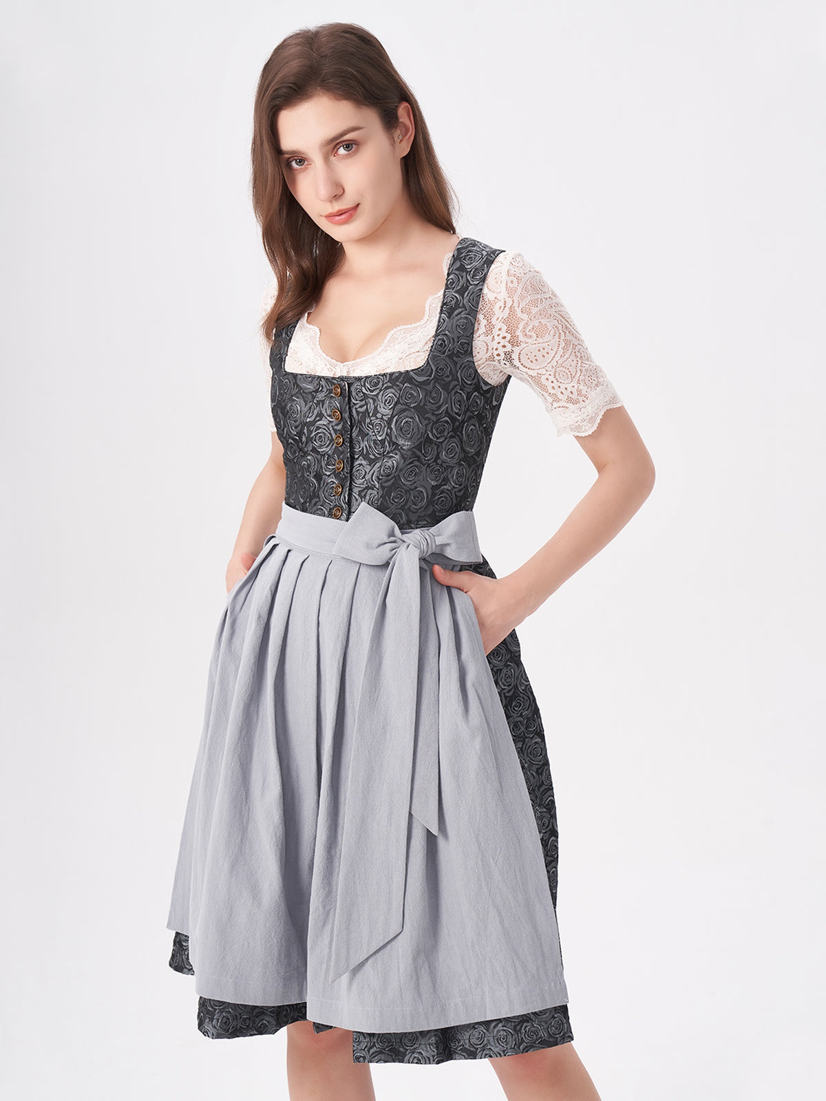 Blue Floral Pattern Dirndl Nadine 