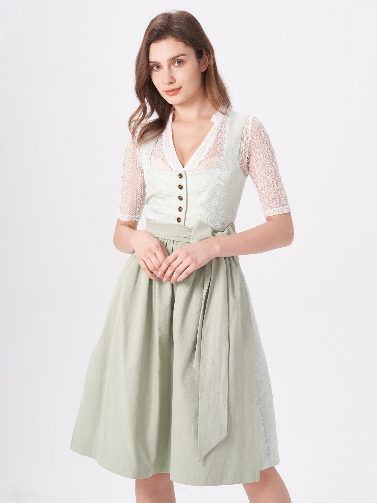Floral Pattern Dirndl In Green Nadine 