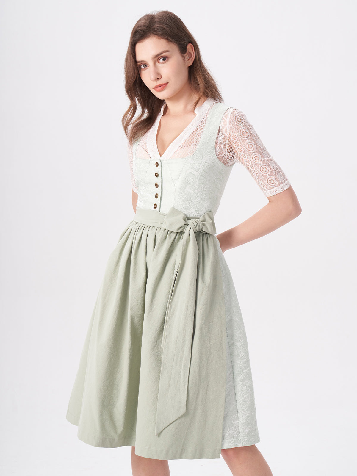 Floral Pattern Dirndl In Green Nadine 
