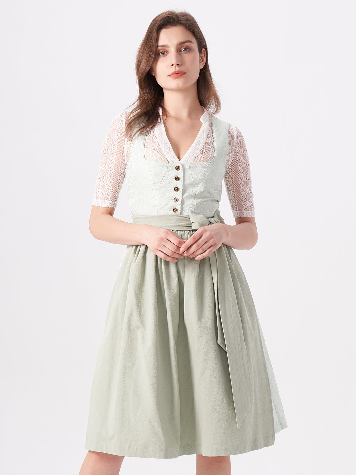 Floral Pattern Dirndl In Green Nadine 