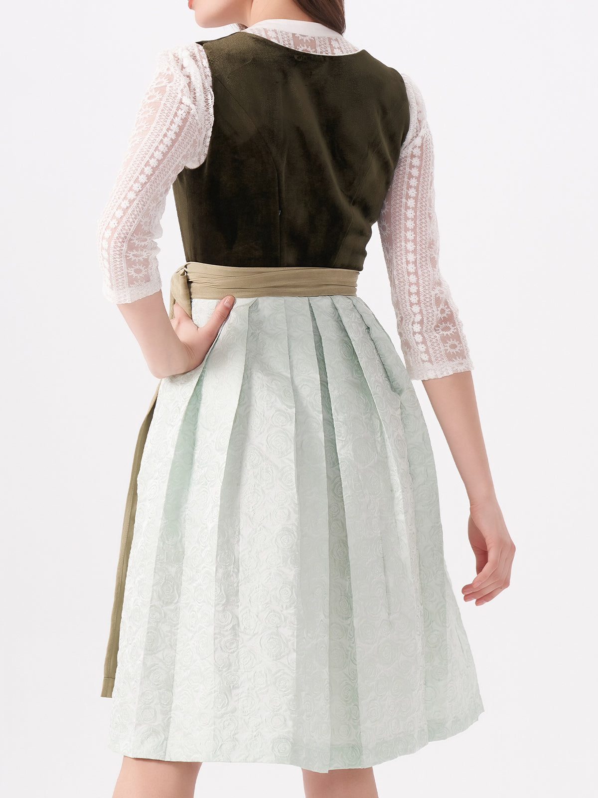 Green Floral Pattern Velvet Dirndl Nicole 