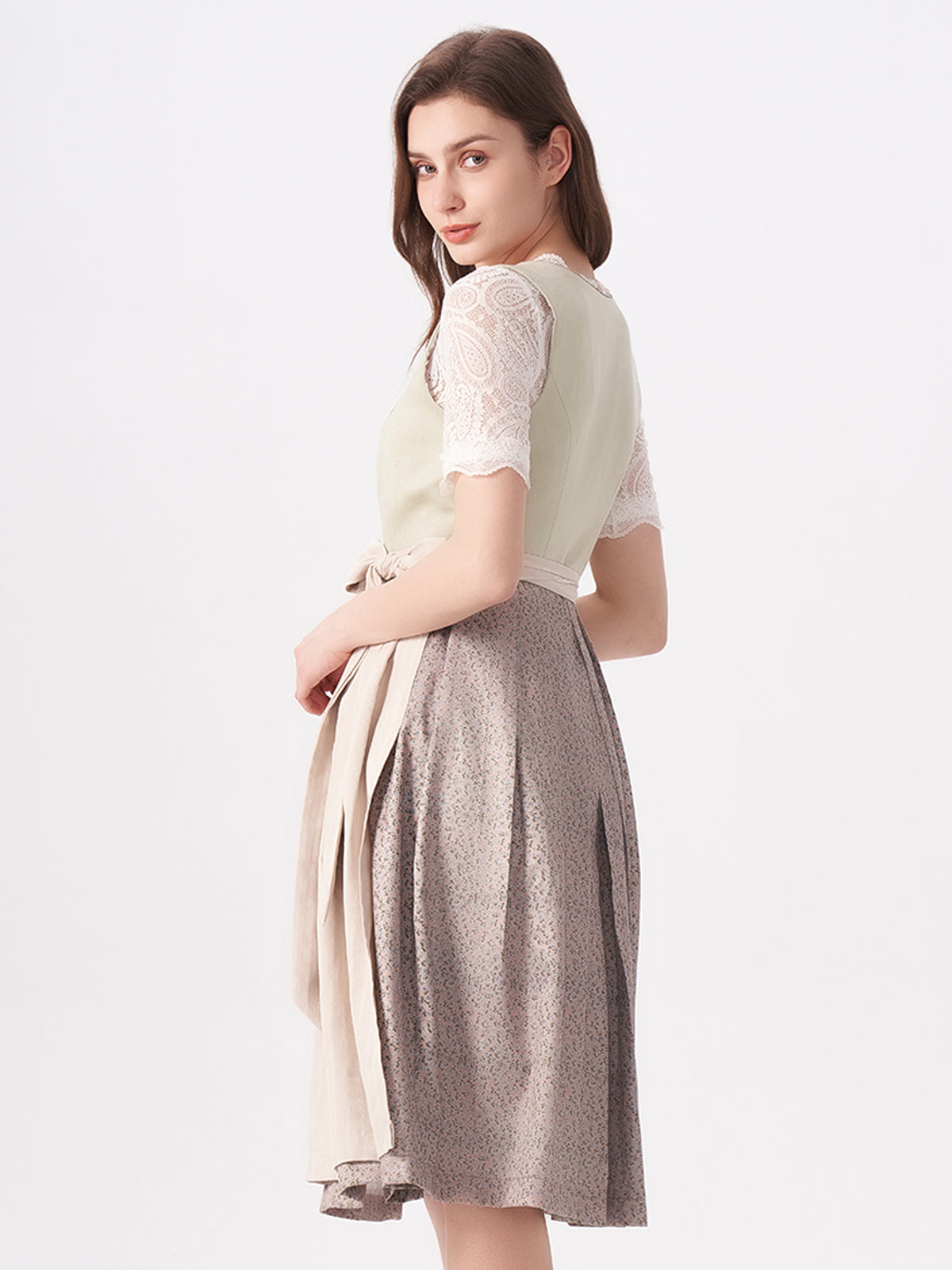 Green Floral Pattern Dirndl Nila 