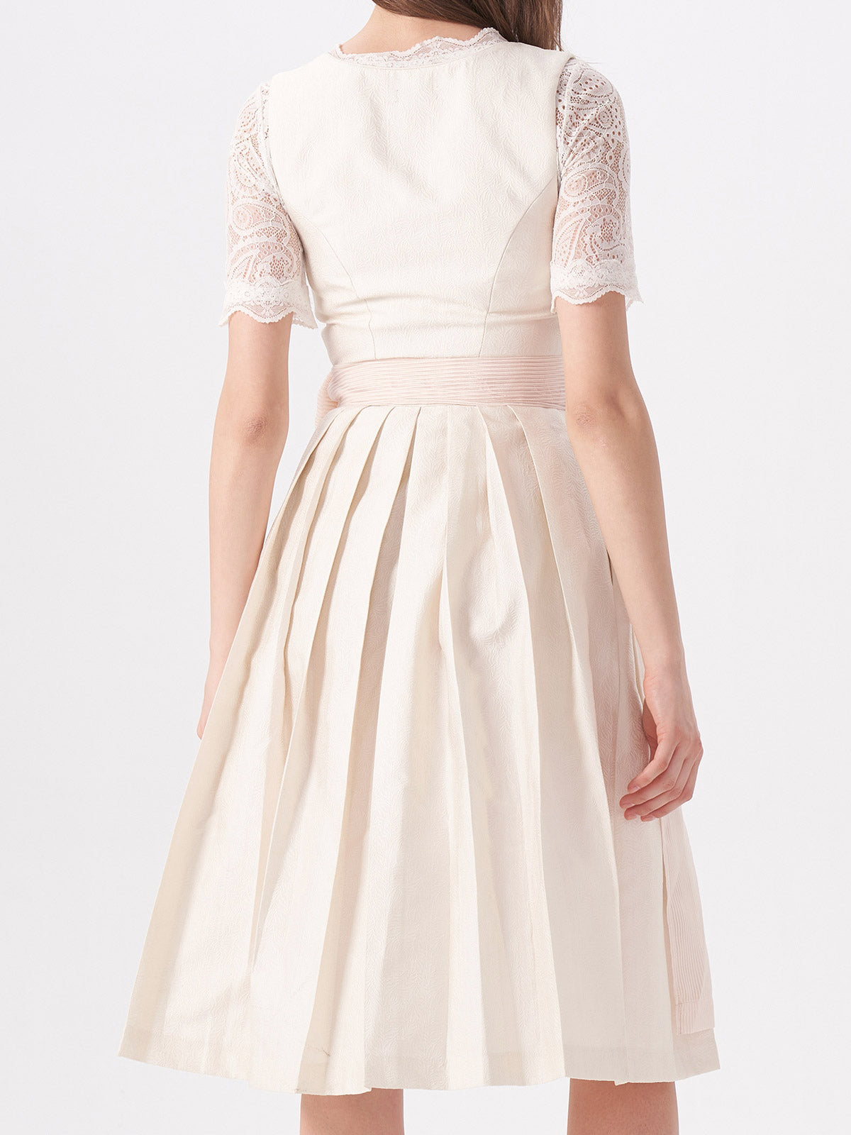 Beige Plain Dirndl With Floral Pattern Weber 