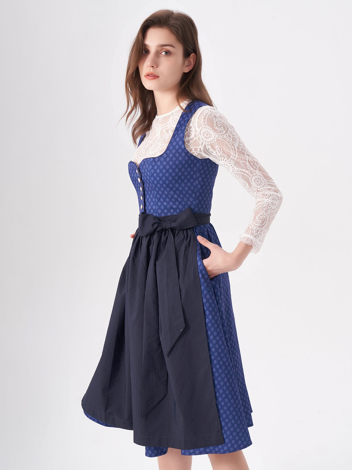Blue Structured Pattern Dirndl Daniela 