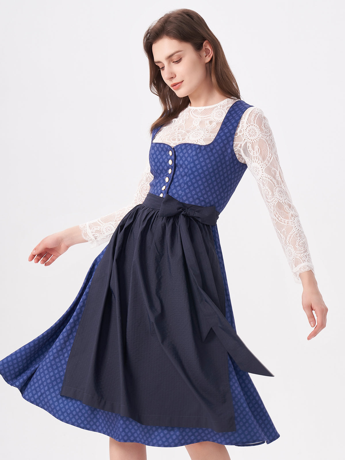 Blue Structured Pattern Dirndl Daniela 