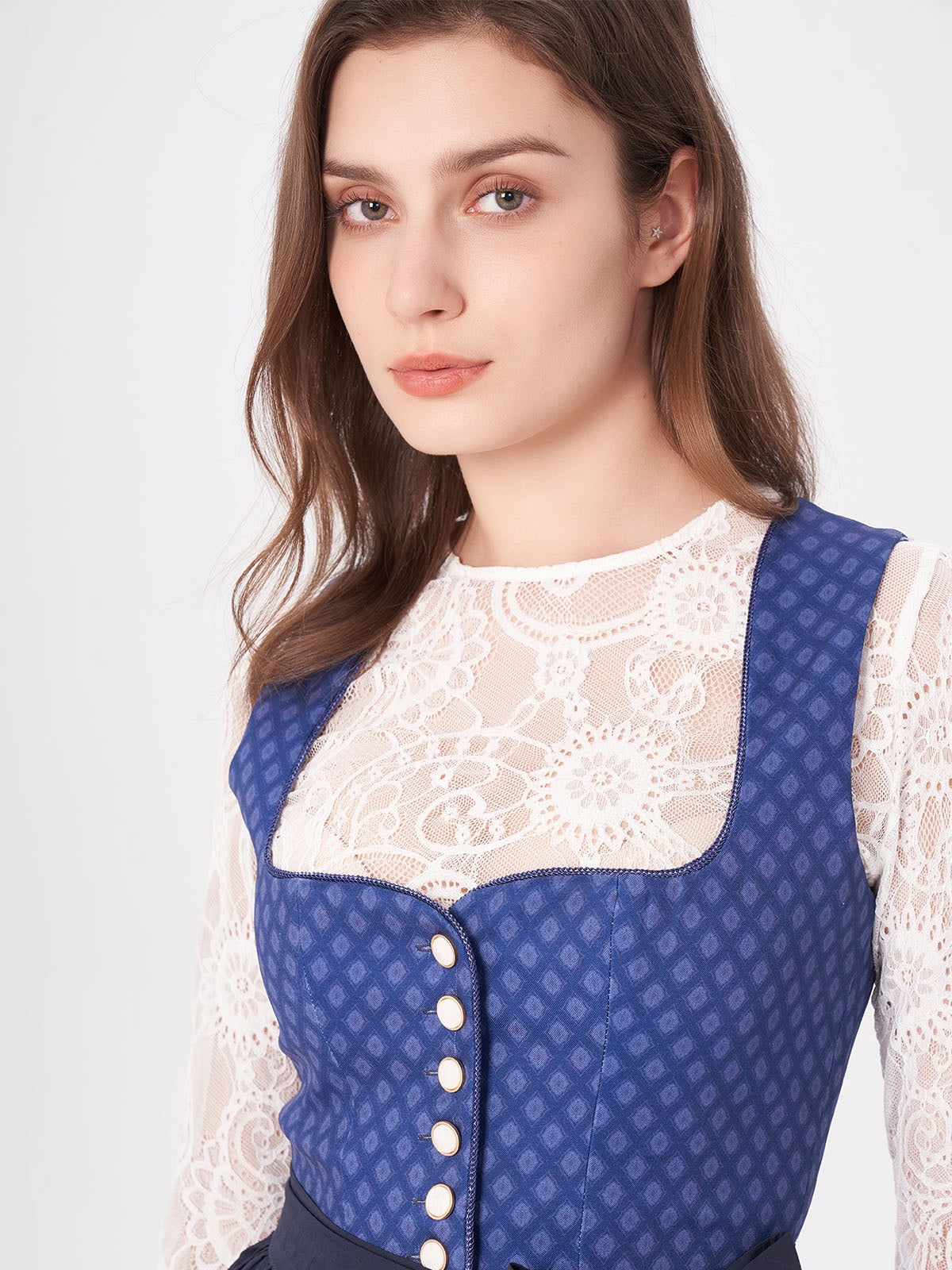 Blue Structured Pattern Dirndl Daniela 