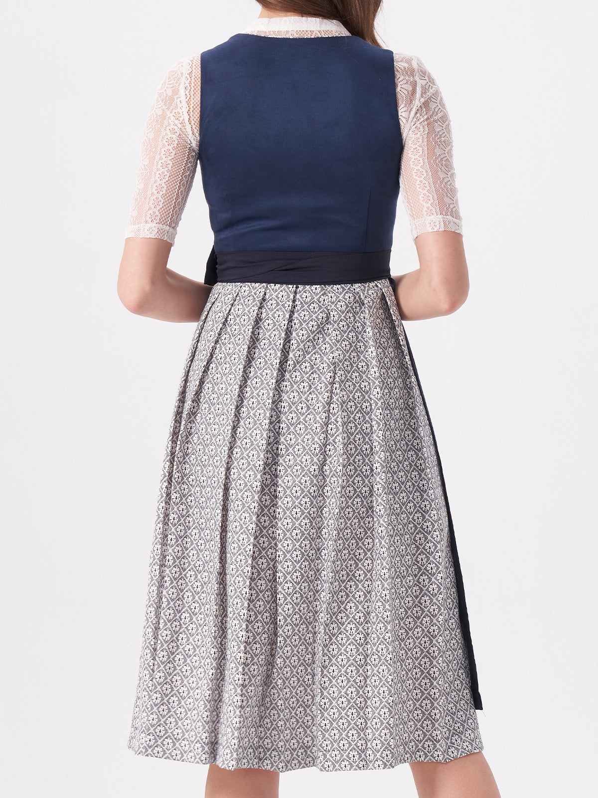 Suede Dirndl in Blue with Structured Pattern Maxima 