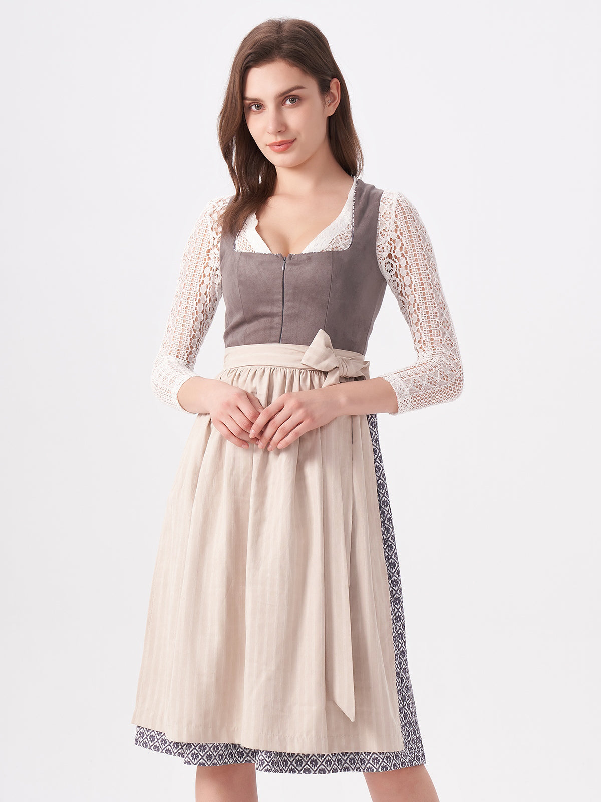 Grey Structured Pattern Dirndl Maxima 
