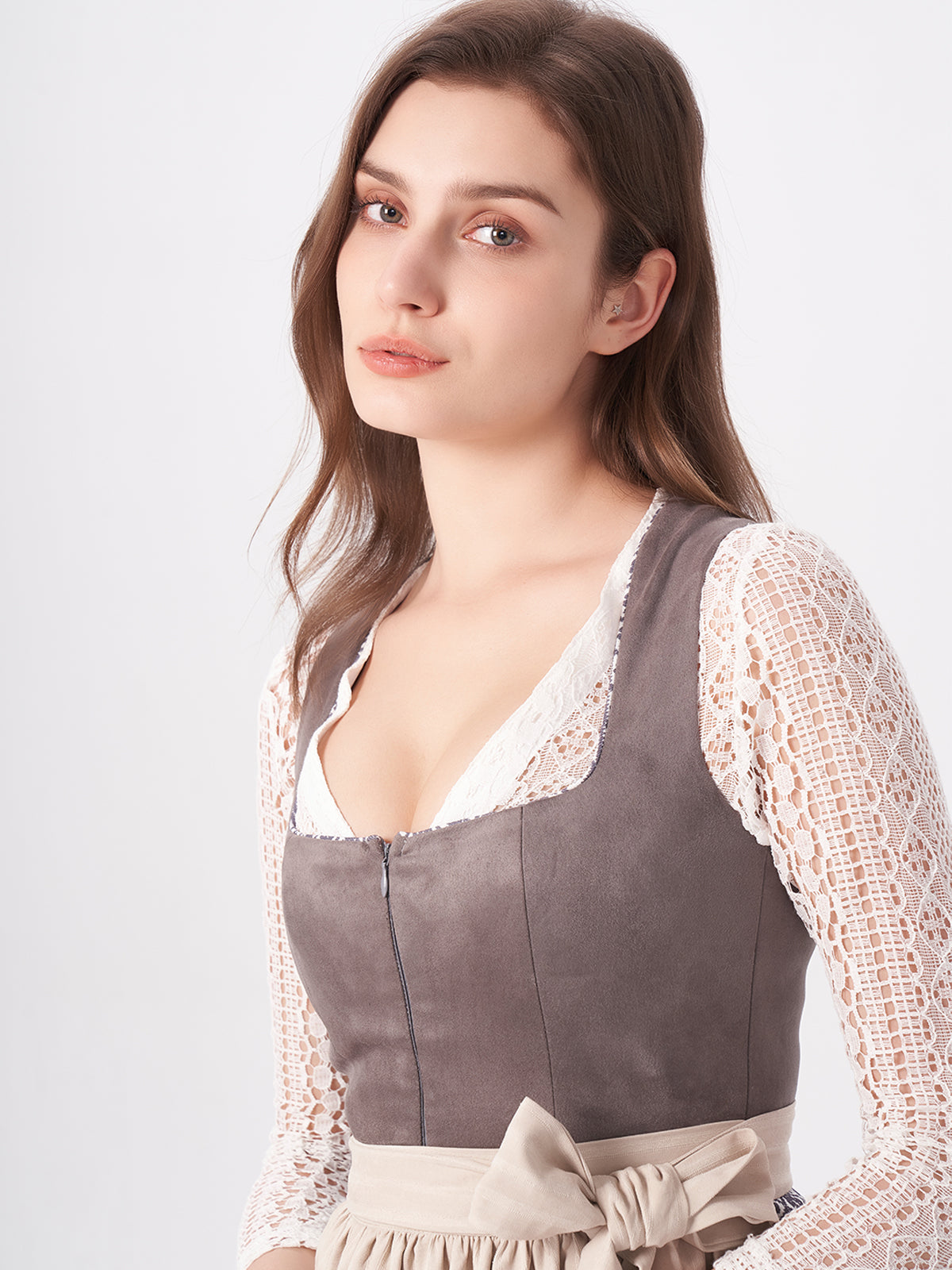 Grey Structured Pattern Dirndl Maxima 