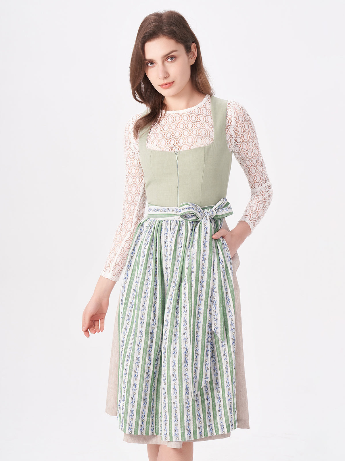 Green Floral Pattern Dirndl Kristin 