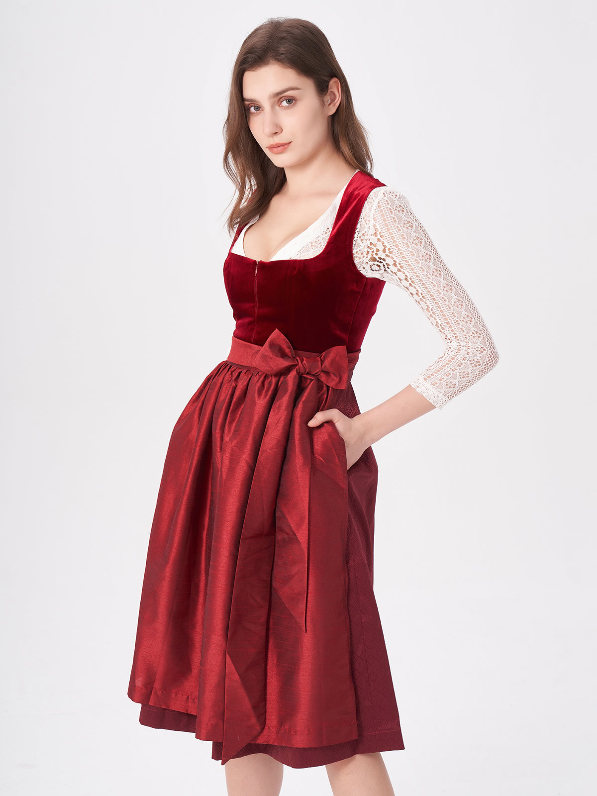 Red Structured Dirndl Klaudia 