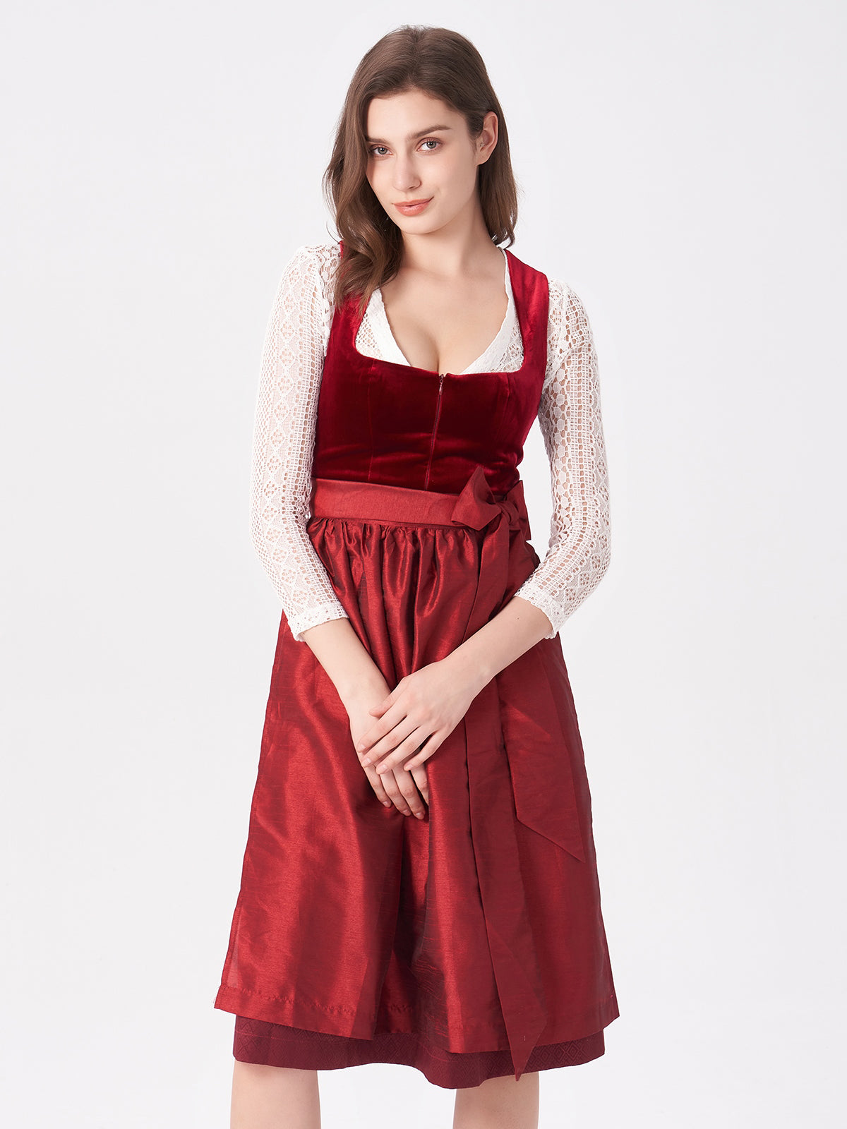Red Structured Dirndl Klaudia 