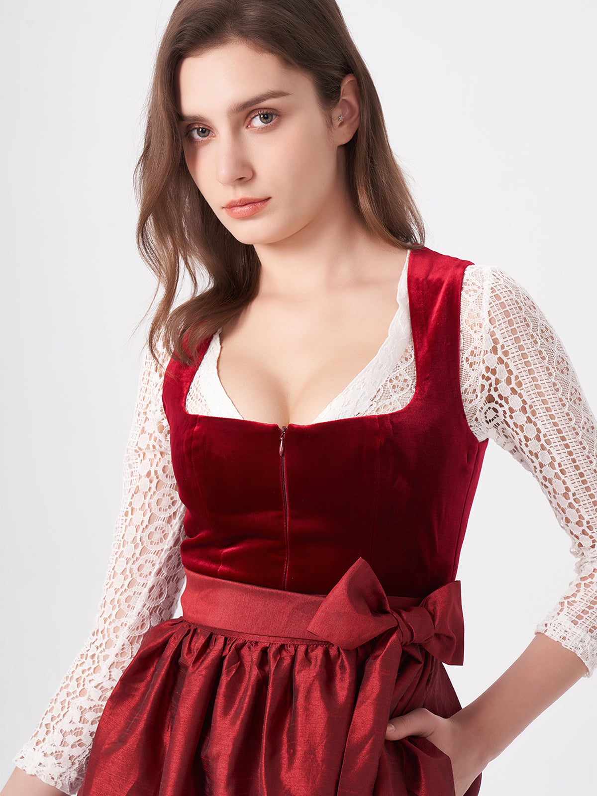 Red Structured Dirndl Klaudia 
