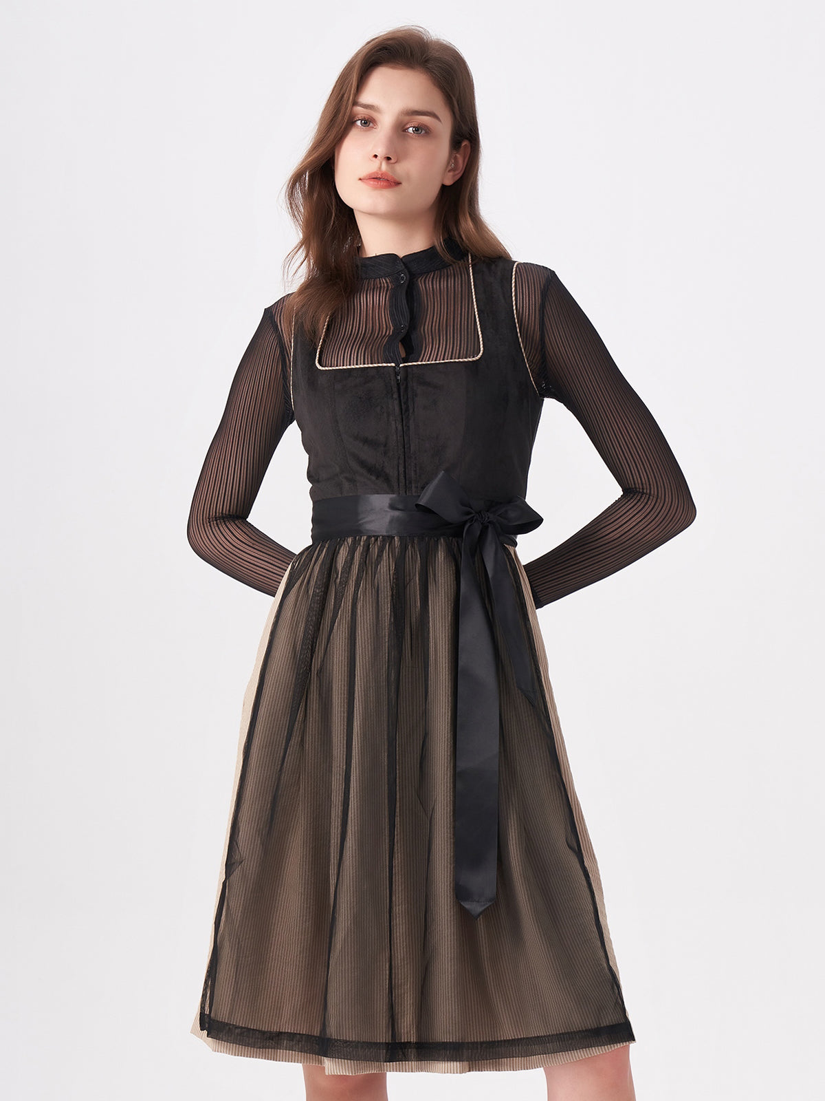 Schwarze Strukturierter Dirndl Werny