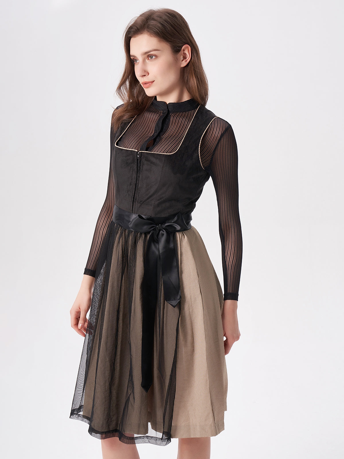 Schwarze Strukturierter Dirndl Werny