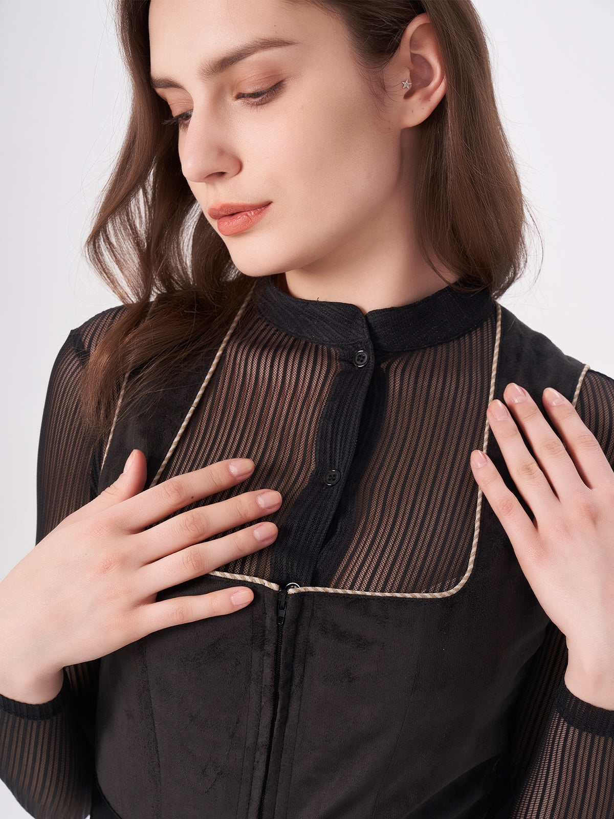 Schwarze Strukturierter Dirndl Werny