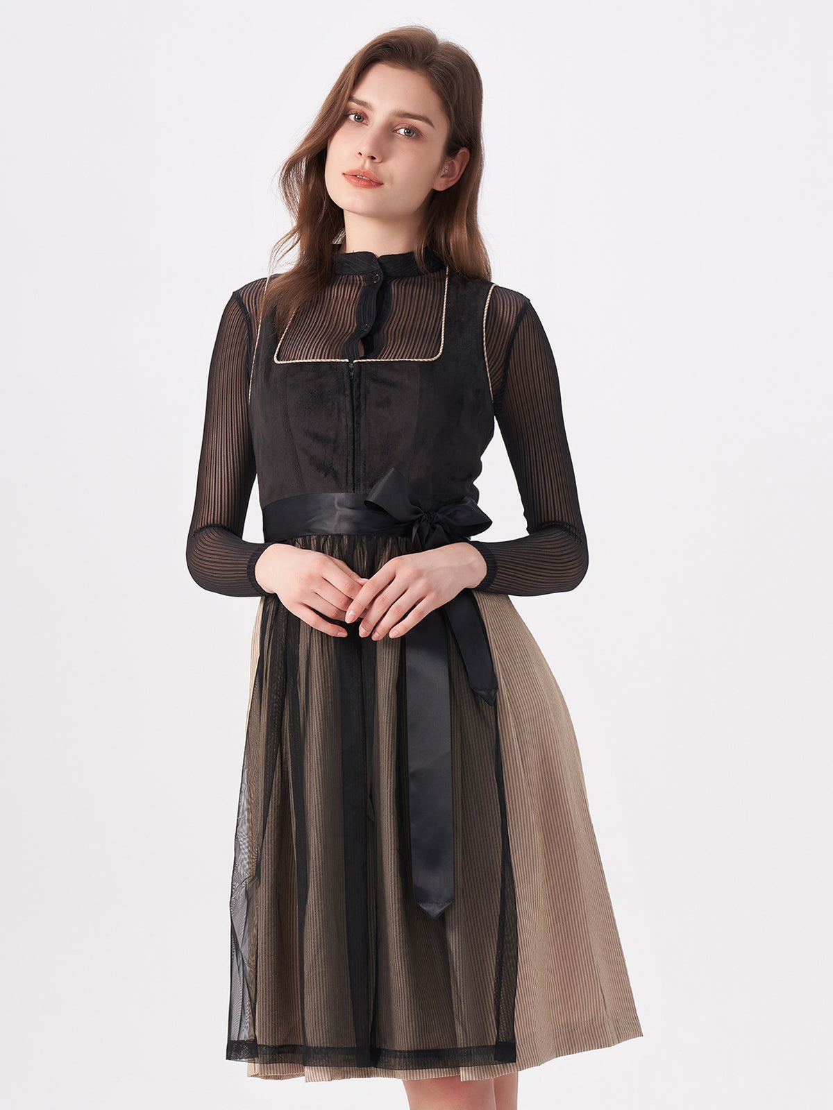 Schwarze Strukturierter Dirndl Werny