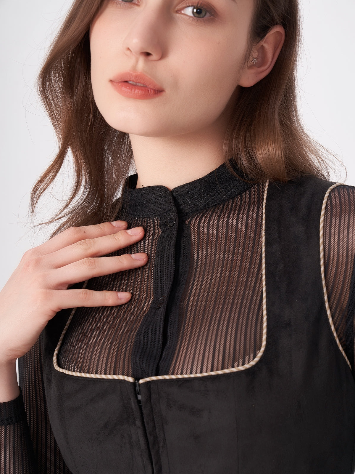 Schwarze Strukturierter Dirndl Werny