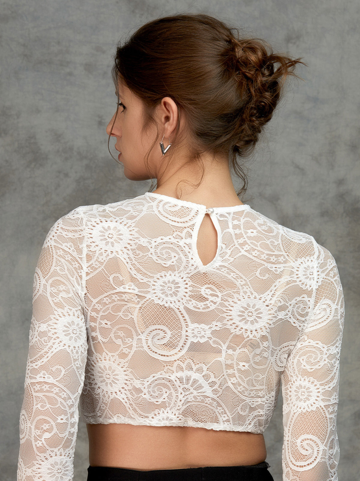 Weiß Rundhals Dirndlbluse Aus Spitze Sober