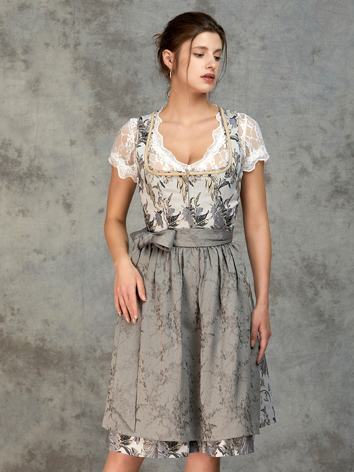 Gray Floral Pattern Dirndl Sista 