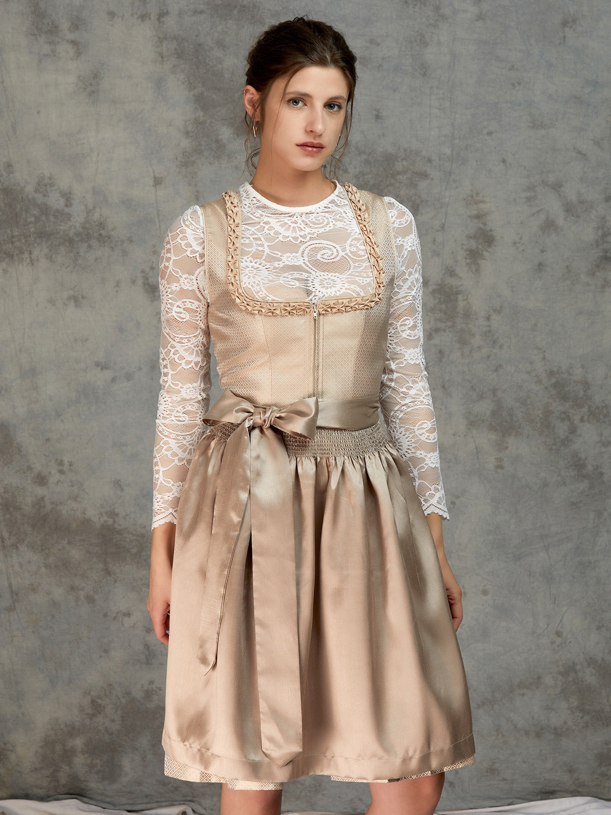 Beige all-over pattern Dirndl Mila 